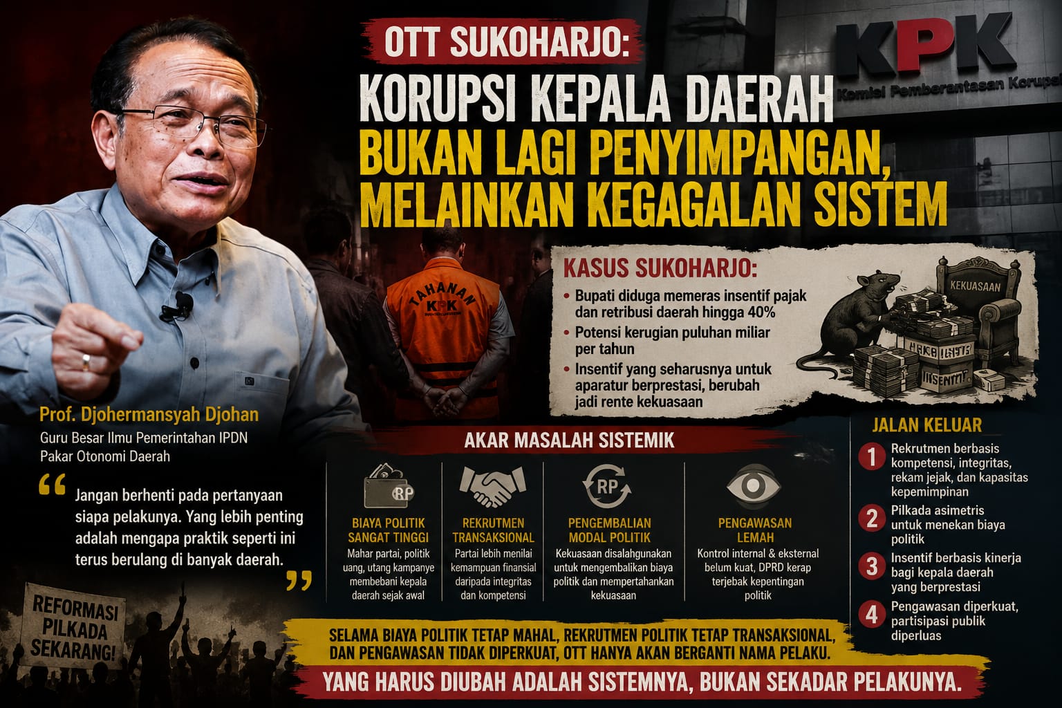 OTT Sukoharjo dan Krisis Sistem Pilkada: Saatnya Mengobati Penyakit, Bukan Sekadar Menangkap Pasien