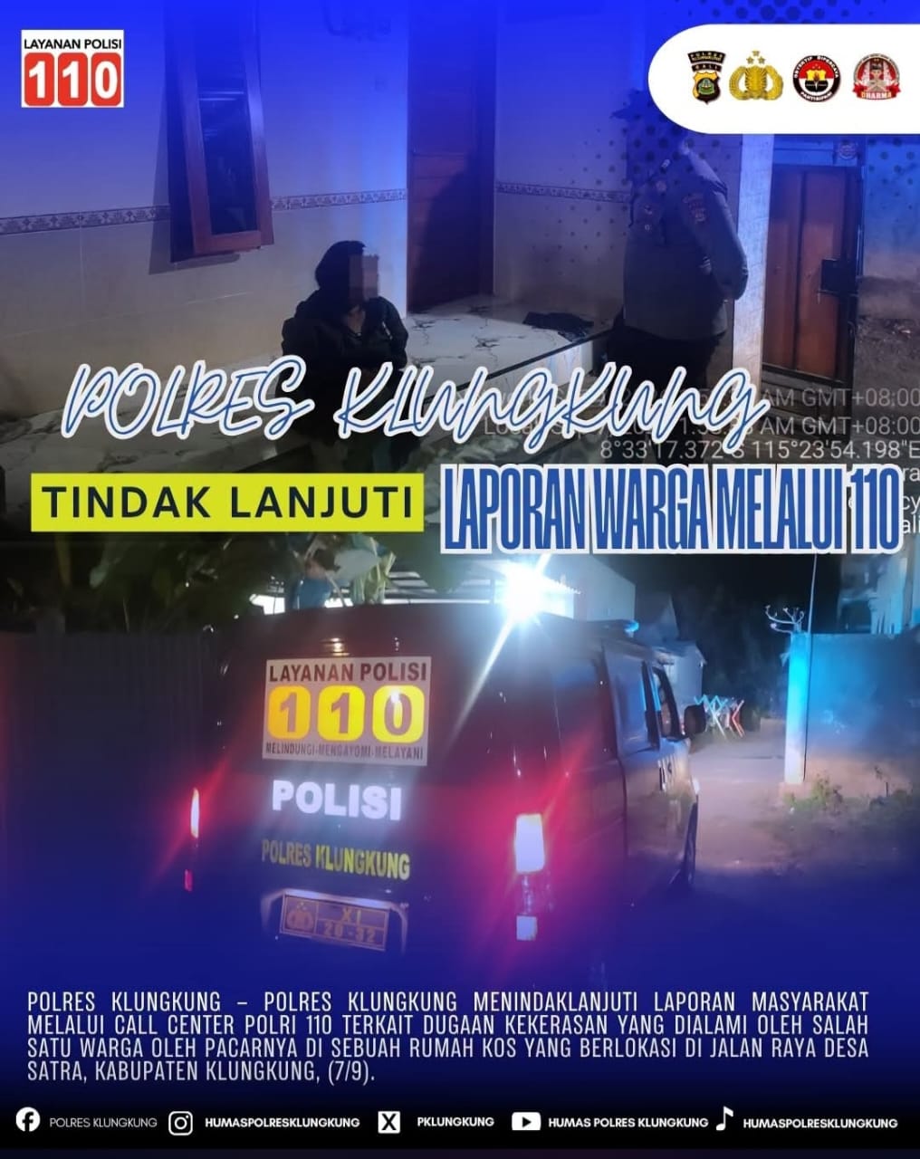 Laporan 110 Direspons Cepat, Polres Klungkung Datangi TKP Dugaan Kekerasan